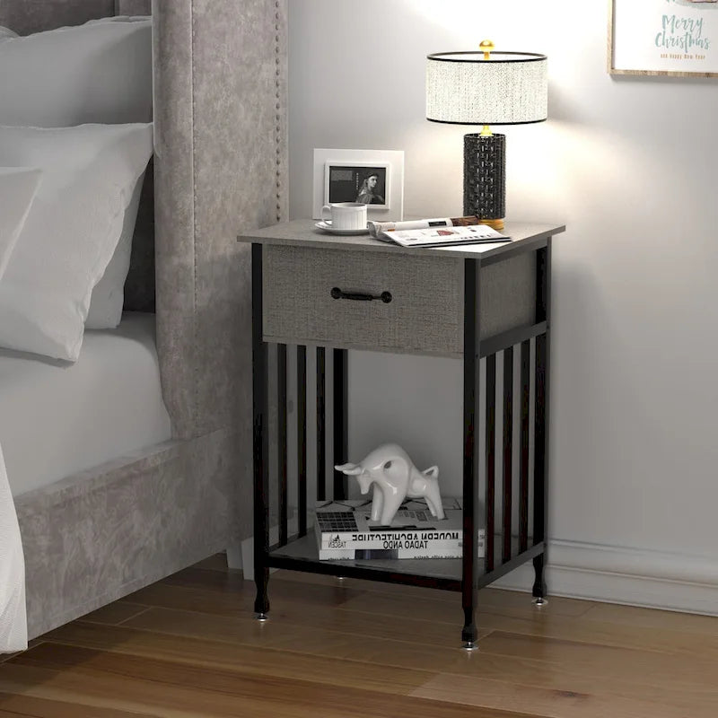 VECELO Modern Nightstand Set of 2 with Drawer and Storage Shelf