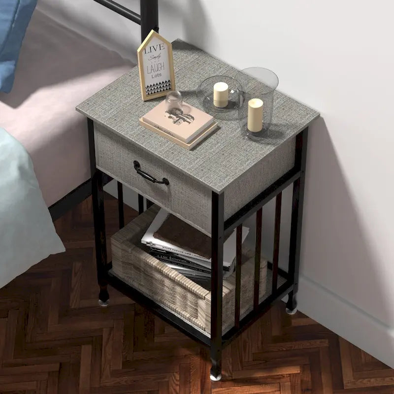VECELO Modern Nightstand Set of 2 with Drawer and Storage Shelf