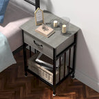 VECELO Modern Nightstand Set of 2 with Drawer and Storage Shelf