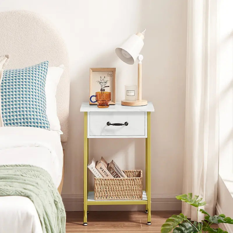 VECELO Modern Nightstand Set of 2 with Drawer and Storage Shelf