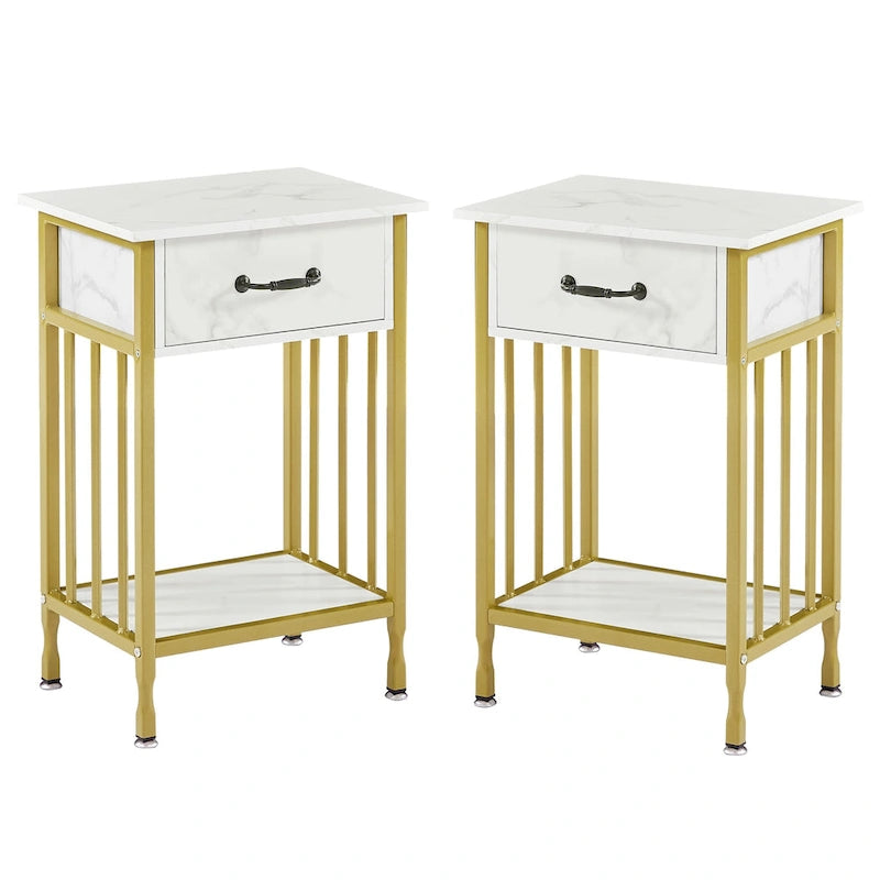 VECELO Modern Nightstand Set of 2 with Drawer and Storage Shelf
