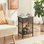 VECELO Modern Nightstand Set of 2 with Drawer and Storage Shelf