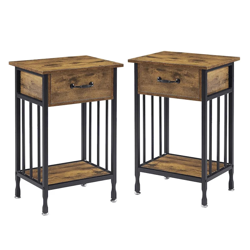 VECELO Modern Nightstand Set of 2 with Drawer and Storage Shelf