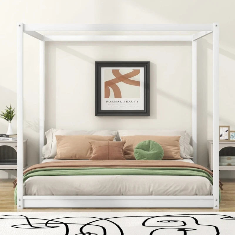 King Size Canopy Platform Bed with Support Legs