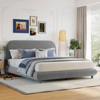 Teddy Fleece Queen Size Upholstered Platform Bed with Thick Fabric