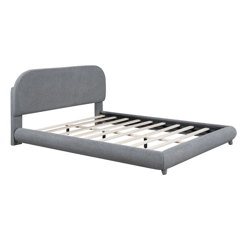 Teddy Fleece Queen Size Upholstered Platform Bed with Thick Fabric