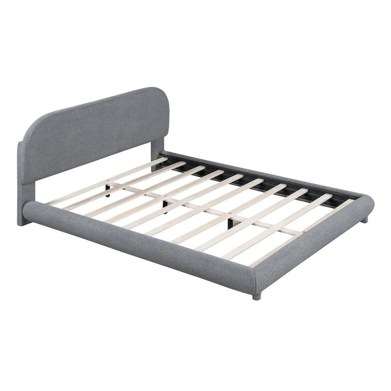Teddy Fleece Queen Size Upholstered Platform Bed with Thick Fabric