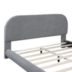 Teddy Fleece Queen Size Upholstered Platform Bed with Thick Fabric