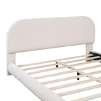 Teddy Fleece Queen Size Upholstered Platform Bed with Thick Fabric