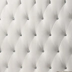 Dini California King Bed, Crystal Button Tufting, White Velvet Upholstery