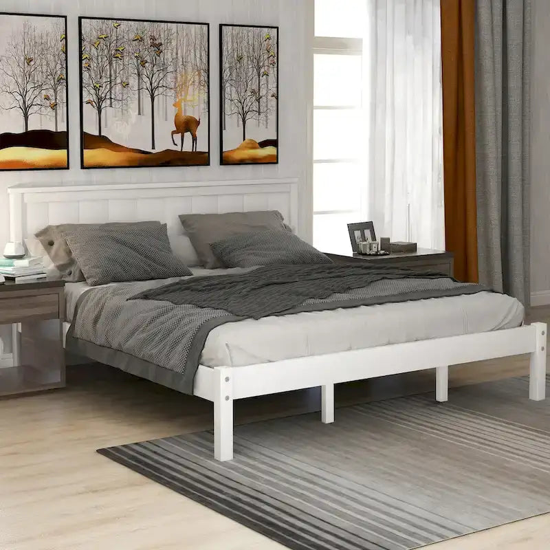 Platform Bed Frame with Headboard, Wood Slat Support, No Box Spring Needed