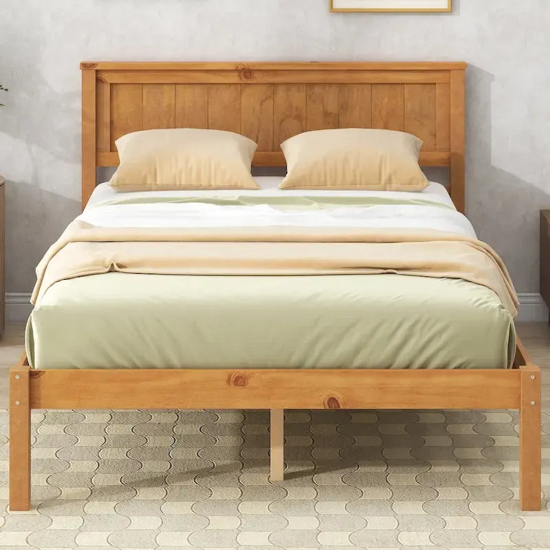 Platform Bed Frame with Headboard, Wood Slat Support, No Box Spring Needed