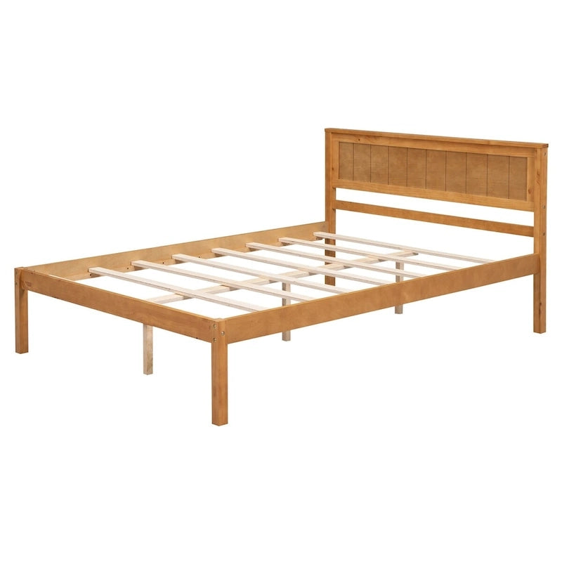 Platform Bed Frame with Headboard, Wood Slat Support, No Box Spring Needed
