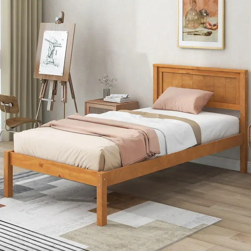 Platform Bed Frame with Headboard, Wood Slat Support, No Box Spring Needed