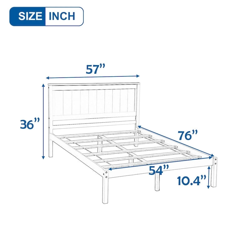 Platform Bed Frame with Headboard, Wood Slat Support, No Box Spring Needed