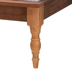 Eliseo Mid-Century Modern Dark Grey Fabric and Walnut Brown Finished Wood Platform Bed