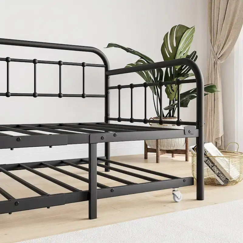 Twin Size Metal Daybed Frame with Trundle