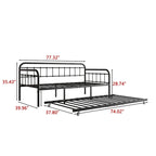 Twin Size Metal Daybed Frame with Trundle