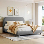 Full Size Upholstered Platform Bed with Thick Fabric