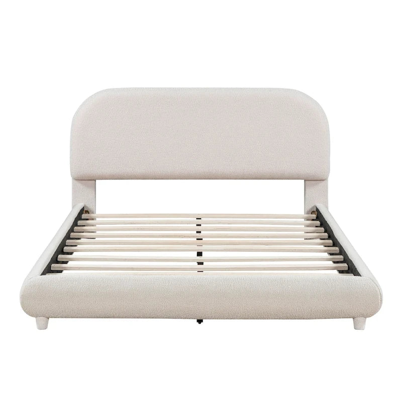Full Size Upholstered Platform Bed with Thick Fabric