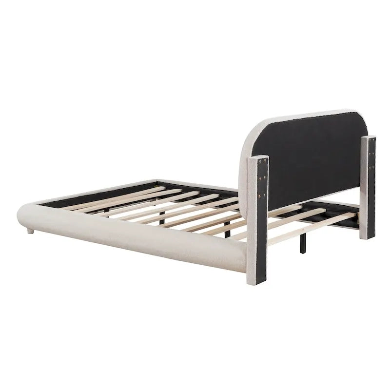 Full Size Upholstered Platform Bed with Thick Fabric