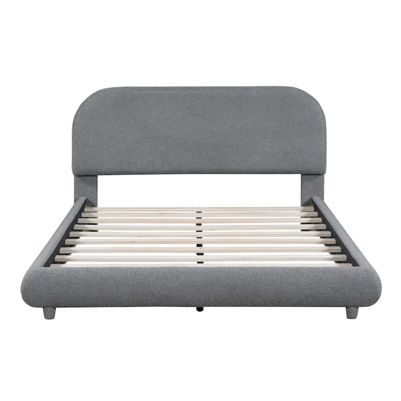 Full Size Upholstered Platform Bed with Thick Fabric