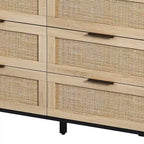 43.316-Drawers Rattan Storage Cabinet Rattan Drawer,for Bedroom,Living Room,Black