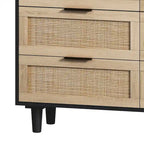 43.316-Drawers Rattan Storage Cabinet Rattan Drawer,for Bedroom,Living Room,Black