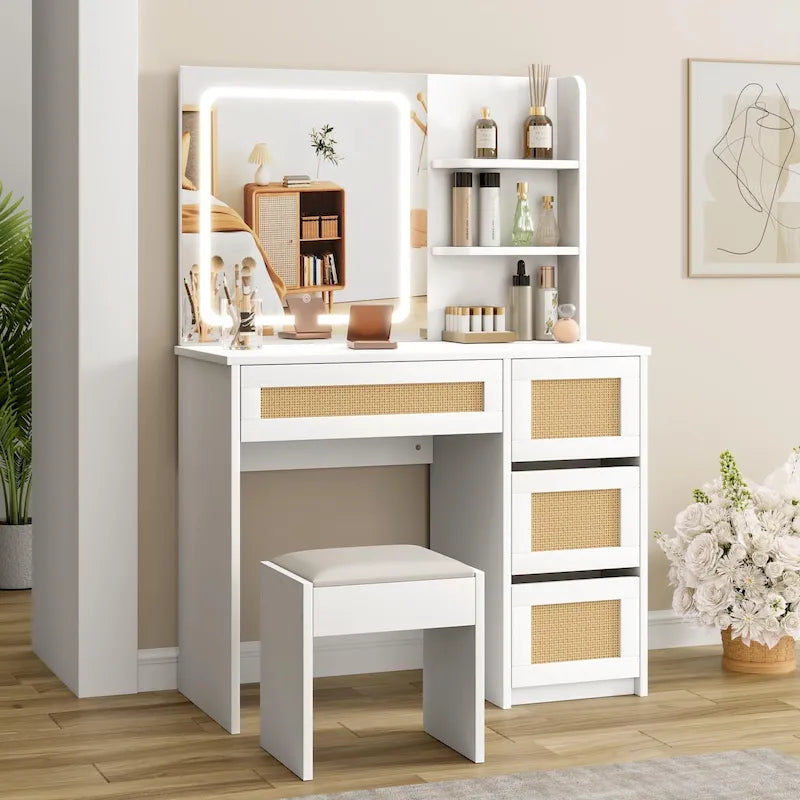 Makeup Vanity with Mirror and LED Light