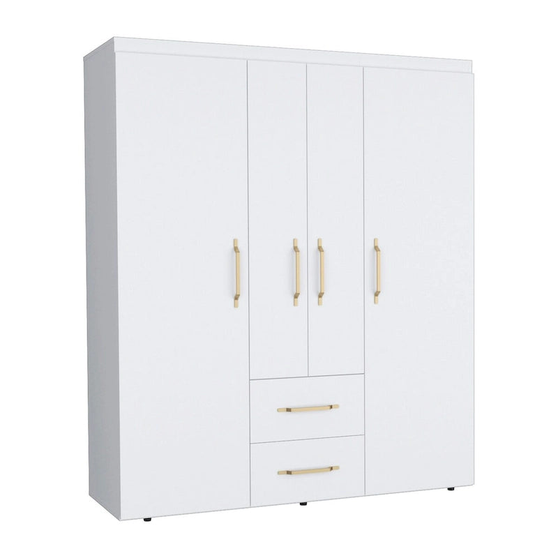 Bariloche Armoire with Hanging Rods, Shelves, 2 Drawers