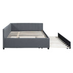 Full Size Upholstered Daybed with Trundle Sofa Bed Frame No Box Spring Needed