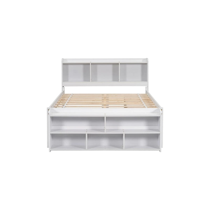Full Bed with Bookcase Headboard, Under bed Storage Drawers and Bed End Storage Case