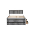 Full Bed with Bookcase Headboard, Under bed Storage Drawers and Bed End Storage Case