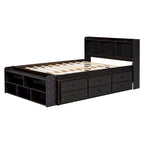 Full Bed with Bookcase Headboard, Under bed Storage Drawers and Bed End Storage Case