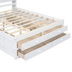 King Size Platform Bed with Storage Bookshelf and 8 Drawers