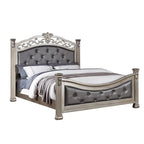 Upholstered HB and FB Bed in Antique Silver