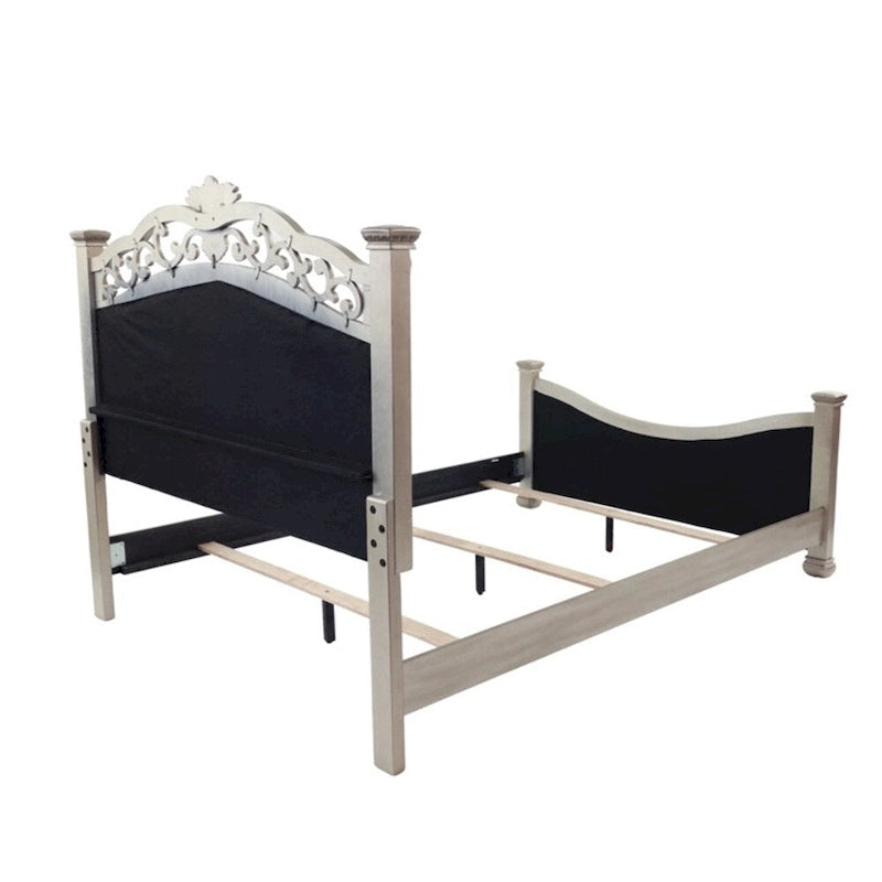 Upholstered HB and FB Bed in Antique Silver