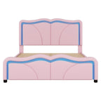 Full Size LED Upholstered Platform Bed with Adjustable Headboard