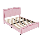 Full Size LED Upholstered Platform Bed with Adjustable Headboard