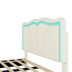 Full Size LED Upholstered Platform Bed with Adjustable Headboard