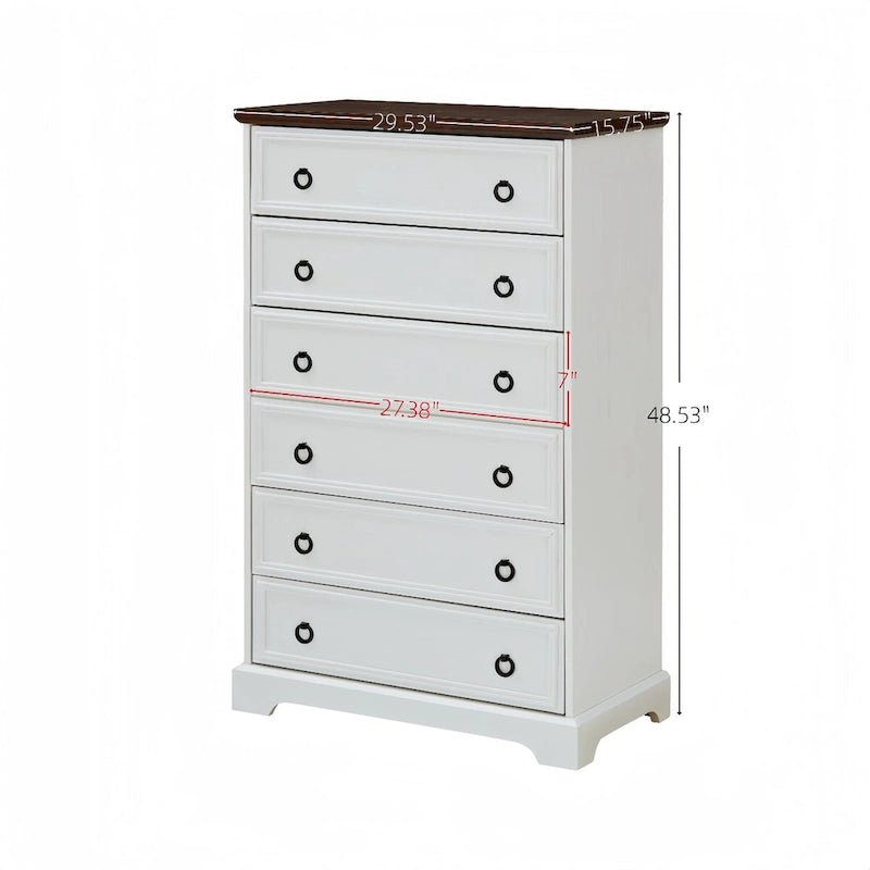 Modern 6 Drawer Dresser for Bedroom, Tall Chest of Drawers Closet Organizers & Storage Clothes