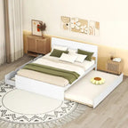 Full Bed Frame With Twin Size Trundle And 2 Drawers