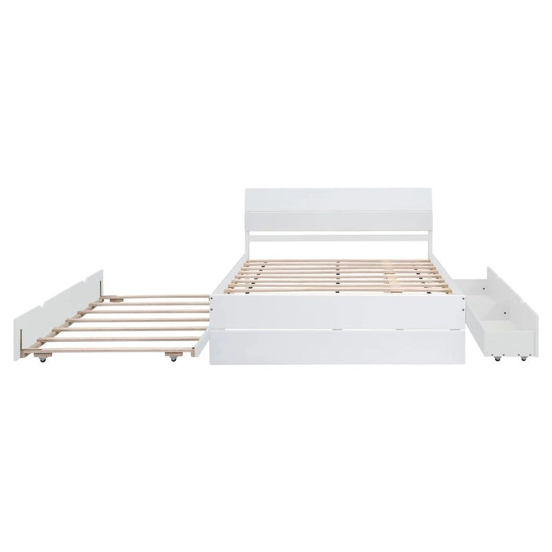 Full Bed Frame With Twin Size Trundle And 2 Drawers