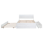 Full Bed Frame With Twin Size Trundle And 2 Drawers