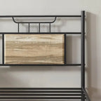 Javlergo Industrial Metal Bed Frame with Wooden Headboard, No Box Spring Needed, Slate