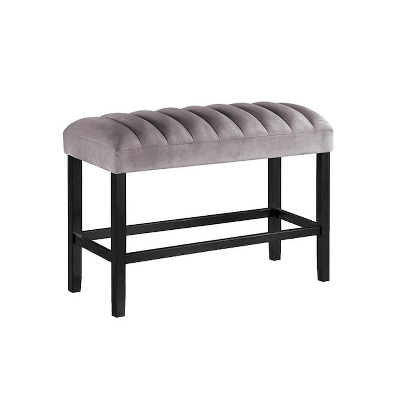Marcus 38 Inch Counter Height Bench, Wood Frame, Fabric Upholstery, Gray