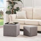 Square Storage Ottoman Set with Footstool and Tray