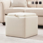 Square Storage Ottoman Set with Footstool and Tray