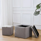 Square Storage Ottoman Set with Footstool and Tray