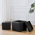 Square Storage Ottoman Set with Footstool and Tray